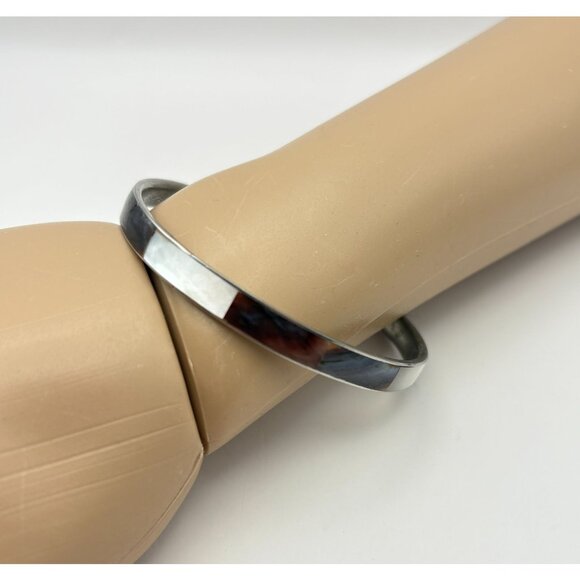 Mother of Pearl Inlay Bracelet Bangle Silver Tone Minimalist Boho - Picture 2 of 7